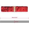imageAllegra K Womens Wide Waist Belts Interlock Buckles Sequins Decor Shinny Stretchy Belts 2PCSRed