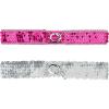 imageAllegra K Womens Glitter Skinny Stretchy Waist Belts Sequins Decor Elastic Belts for DressesSilver Side Rose Red