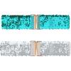 imageAllegra K Womens Wide Waist Belts Interlock Buckles Sequins Decor Shinny Stretchy Belts 2PCSBlue