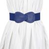 imageAllegra K 2pcs Womens Elastic Waist Belt Interlock 8shaped Faux Leather Buckle BeltsGreen  Blue