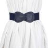 imageAllegra K 2pcs Womens Elastic Waist Belt Interlock 8shaped Faux Leather Buckle BeltsGreen  Navy Blue