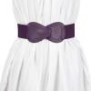 imageAllegra K 2pcs Womens Elastic Waist Belt Interlock 8shaped Faux Leather Buckle BeltsGreen  Purple