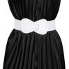 imageAllegra K 2pcs Womens Elastic Waist Belt Interlock 8shaped Faux Leather Buckle BeltsGreen  White