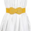 imageAllegra K 2pcs Womens Elastic Waist Belt Interlock 8shaped Faux Leather Buckle BeltsGreen  Yellow