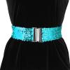 imageAllegra K Ladies Stretchy Wide Waist Belts Interlock Buckles Shinny Sequins Decor Belts for DressesBlue