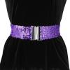 imageAllegra K Ladies Stretchy Wide Waist Belts Interlock Buckles Shinny Sequins Decor Belts for DressesLight Purple