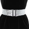 imageAllegra K Ladies Stretchy Wide Waist Belts Interlock Buckles Shinny Sequins Decor Belts for DressesSilver