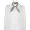 imageAllegra K Women Chiffon Scarves  276quot X276quot  Floral Print Square Kerchief Neck Scarf NeckerchiefGreen