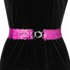 imageAllegra K Womens Glitter Skinny Stretchy Waist Belts Sequins Decor Slim Elastic Belts 2PCSRose Red