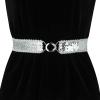 imageAllegra K Womens Glitter Skinny Stretchy Waist Belts Sequins Decor Slim Elastic Belts 2PCSSilver Side Silver