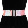 imageAllegra K Womens Glitter Stretchy Waist Belts Interlock Buckles Sequins Decor Wide Elastic Belts 2PCSPink