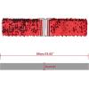 imageAllegra K Womens Glitter Stretchy Waist Belts Interlock Buckles Sequins Decor Wide Elastic Belts 2PCSRed