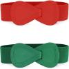 imageAllegra K 2pcs Womens Elastic Waist Belt Interlock 8shaped Faux Leather Buckle BeltsGreen  Red