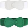 imageAllegra K 2pcs Womens Elastic Waist Belt Interlock 8shaped Faux Leather Buckle BeltsGreen  White
