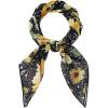 imageAllegra K Women Chiffon Scarves  276quot X276quot  Floral Print Square Kerchief Neck Scarf NeckerchiefBlack Sunflower