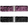 imageAllegra K Womens Glitter Stretchy Waist Belts Interlock Buckles Sequins Decor Wide Elastic Belts 2PCSDark Purple