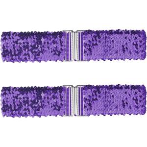imageAllegra K Ladies Stretchy Wide Waist Belts Interlock Buckles Shinny Sequins Decor Belts for DressesLight Purple