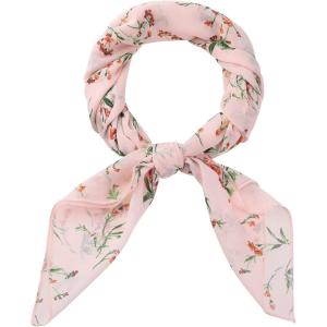 imageAllegra K Women Chiffon Scarves  276quot X276quot  Floral Print Square Kerchief Neck Scarf NeckerchiefLight Pink