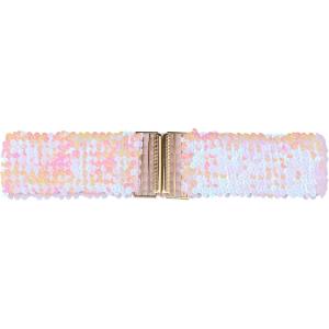 imageAllegra K Womens Elastic Waist Belt Sequins Decor Metal Interlock Buckles Belts for DressesCarnation