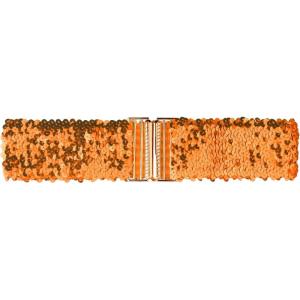 imageAllegra K Womens Elastic Waist Belt Sequins Decor Metal Interlock Buckles Belts for DressesOrange