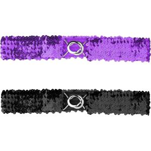 imageAllegra K Womens Glitter Skinny Stretchy Waist Belts Sequins Decor Slim Elastic Belts 2PCSPurple