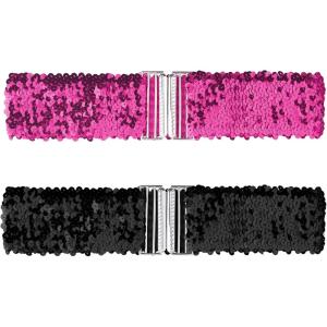 imageAllegra K Womens Glitter Stretchy Waist Belts Interlock Buckles Sequins Decor Wide Elastic Belts 2PCSRose Red