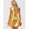 imageAllegra K Sparkle Dress for Womens Disco Party One Shoulder Sleeveless Holographic Metallic DressesGold