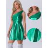 imageAllegra K Sparkle Dress for Womens Disco Party One Shoulder Sleeveless Holographic Metallic DressesGreen