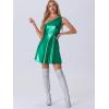 imageAllegra K Sparkle Dress for Womens Disco Party One Shoulder Sleeveless Holographic Metallic DressesGreen