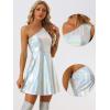 imageAllegra K Sparkle Dress for Womens Disco Party One Shoulder Sleeveless Holographic Metallic DressesSilver