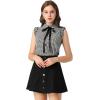 imageAllegra K Womens Bow Tie Neck Blouse Vintage Ruffle Sleeveless Gingham Plaid ShirtBlack