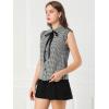 imageAllegra K Womens Bow Tie Neck Blouse Vintage Ruffle Sleeveless Gingham Plaid ShirtBlack