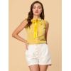 imageAllegra K Womens Bow Tie Neck Blouse Vintage Ruffle Sleeveless Gingham Plaid ShirtLemon Yellow