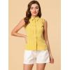 imageAllegra K Womens Bow Tie Neck Blouse Vintage Ruffle Sleeveless Gingham Plaid ShirtLemon Yellow