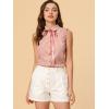 imageAllegra K Womens Bow Tie Neck Blouse Vintage Ruffle Sleeveless Gingham Plaid ShirtLight Pink