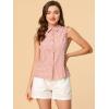imageAllegra K Womens Bow Tie Neck Blouse Vintage Ruffle Sleeveless Gingham Plaid ShirtLight Pink