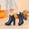 imageAllegra K Womens Chunky High Heel Platform Ankle BootsNavy Blue