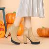 imageAllegra K Womens Chunky High Heel Platform Ankle BootsNude