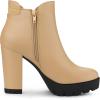 imageAllegra K Womens Chunky High Heel Platform Ankle BootsNude