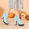 imageAllegra K Womens Chunky High Heel Platform Ankle BootsSky Blue