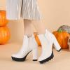 imageAllegra K Womens Chunky High Heel Platform Ankle BootsWhite