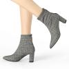 imageAllegra K Womens Pointed Toe Zipper Chunky Heels Ankle BootsBlack White