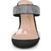 imageAllegra K Womens Rhinestones Heel Dual Clear Strap Chunky Heels Slide SandalsBlack