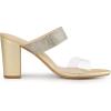 imageAllegra K Womens Rhinestones Heel Dual Clear Strap Chunky Heels Slide SandalsGold