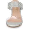 imageAllegra K Womens Rhinestones Heel Dual Clear Strap Chunky Heels Slide SandalsSilver
