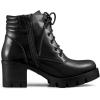 imageAllegra K Womens Round Toe Chunky Heel Lace Up Zipper Combat BootsBlack