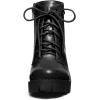 imageAllegra K Womens Round Toe Chunky Heel Lace Up Zipper Combat BootsBlack