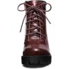 imageAllegra K Womens Round Toe Chunky Heel Lace Up Zipper Combat BootsBurgundy