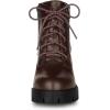 imageAllegra K Womens Round Toe Chunky Heel Lace Up Zipper Combat BootsCoffee