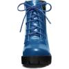 imageAllegra K Womens Round Toe Chunky Heel Lace Up Zipper Combat BootsDark Blue